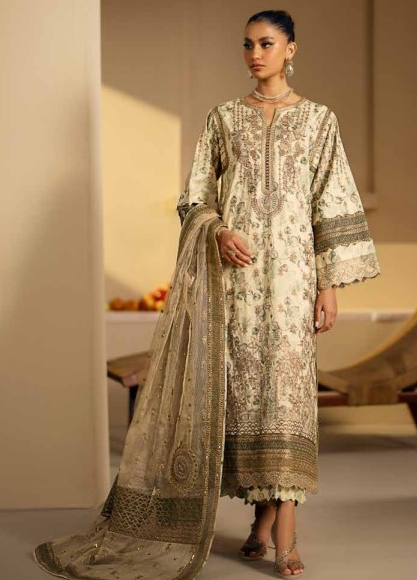 Luxury Lawn embroidery suit with fancy embroidery dupatta