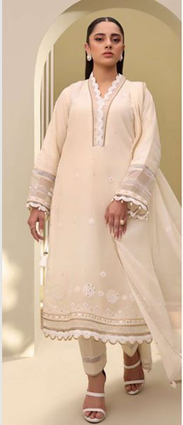 WUS25E30282 Dyed Embroidered Chiffon Suit  3PC