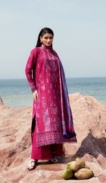 Luxury lawn embroidery shirt with fancy dupatta