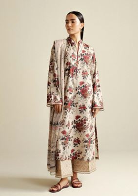 COCO ZS ASTER -04 B Digital Printed Cotton Satin Suit With Digital Printed   Chiffon Dupatta