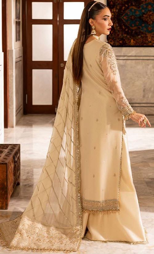 AYLIN DAISY HAND EMBELLISHED ORGANZA SUIT WITH CHIFFON DUPATTA