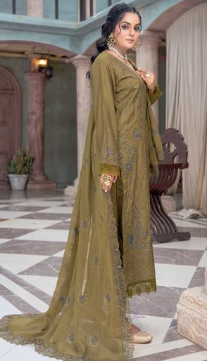 Mehak RA 02  premium viscose Embroidered shirt with embroidered stitch patch crinkle duppata