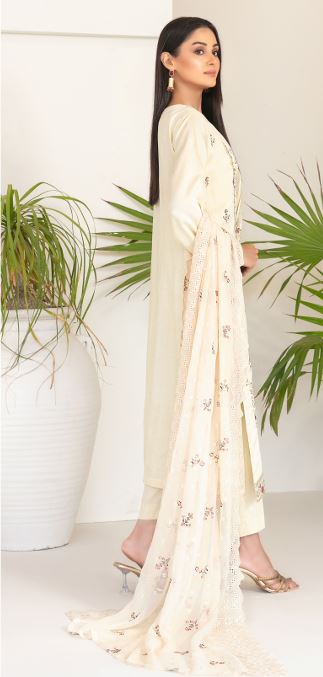 NAJWA TAWAKKAL 4389 Un-Stitched Fancy Embroidered Viscose Zari Shirt Designs with  Embroidered Chiffon Schiffli Dupatta & Un-Stitched Plain Staple Shalwar Fabric