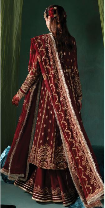 MEERAL BY SAAD SHAIKH D-002 Embroidered Hand Embellished  Chiffon Suit With Embroidered Chiffon  duppata
