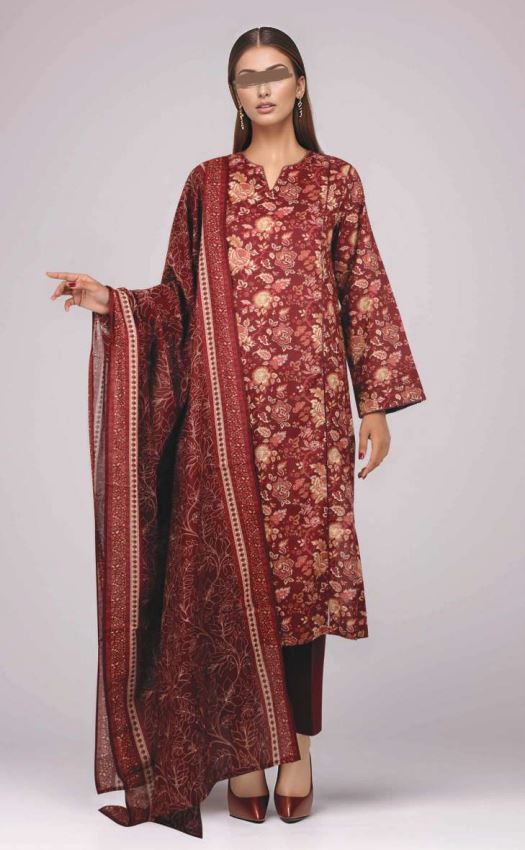 SAYA V/2 U01-24359-06C Lawn print 3 piece suit with lawn Dupatta