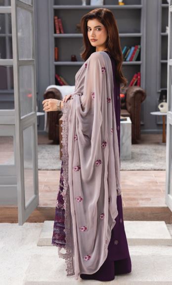 FAREEHA HUMDUM 002 Premium Embroidered  VISCOSE Collection with Heavy Embroidered Chiffon Contrast Duppata