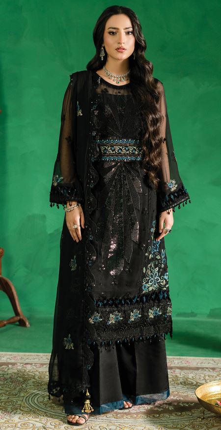 FARMAISH ZEBTAN V/08 FC-04 Embroidered weightless chiffon Suit With Embroidered weightless chiffon four side Border ready dupatta