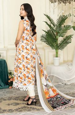 MASHAAL RA 02 Lawn Embroidery Suit With Voil Embroidery Dupatta