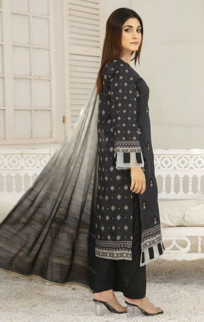 Digital Viscose embroidery suit with diamond dupatta