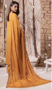 IRINA HUMDUM 02 Premium Embroidered P E A C H  W O O L Collection with Embroidered Same Fabric Shawl