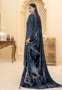 DOSHALEY BR 02 Premium Zari Peach Embroidery Suit with Velvet Cutwork Palachi Shawl