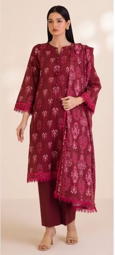 WUC25X30033 Digital Printed Cotton Suit With Digital Printed Cotton Dupatta  3pc