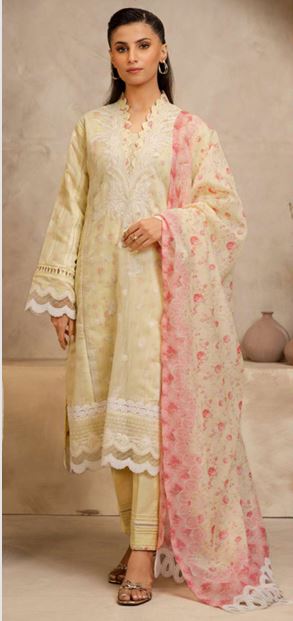 WUS25E30292 Dyed Embroidered Monar Shirt With Digital Printed Monar Dupatta 3 pc