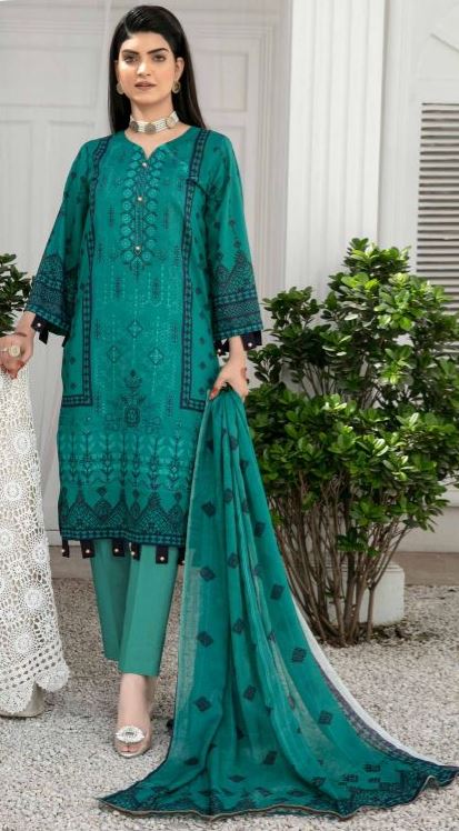 Lawn embroidery suit with voil dupatta