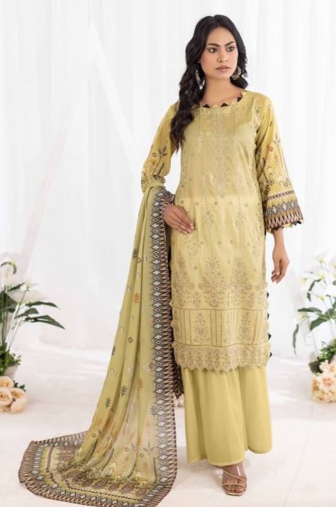 Lawn embroidery suit with voil dupatta