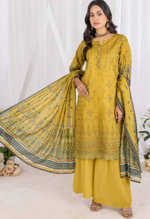 Lawn embroidery suit with voil dupatta