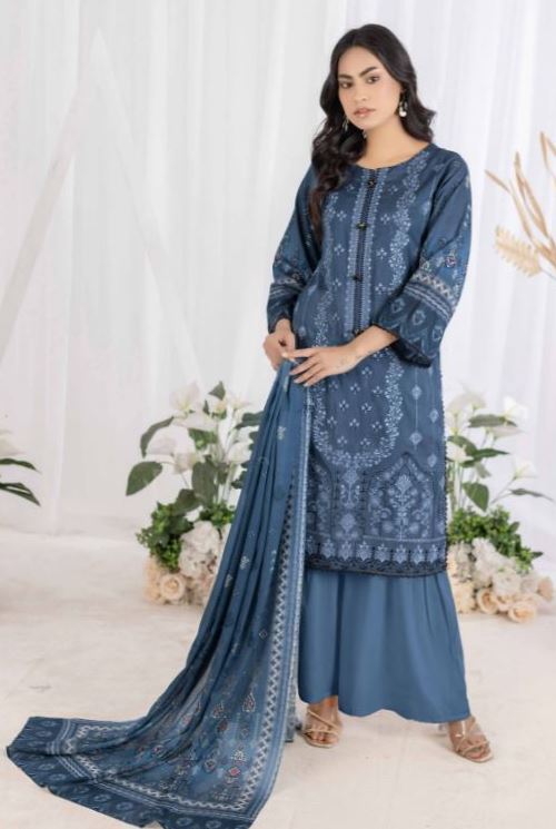 Lawn embroidery suit with voil dupatta