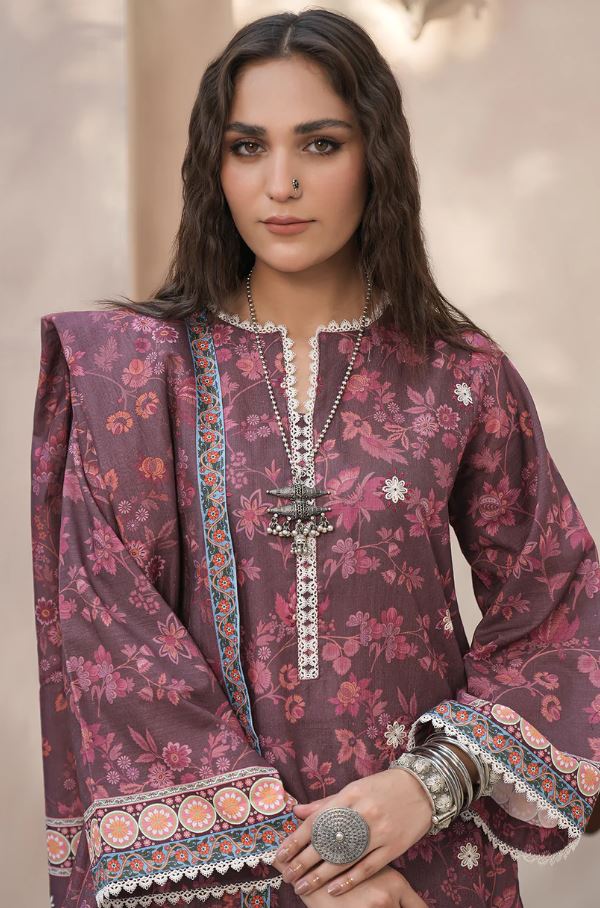 WUW24E30402 Digital Printed Embroidered Khaddar Suit 3pc