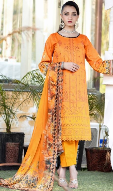 Lawn heavy sequence embroidery suit with supreme chiffon dupatta