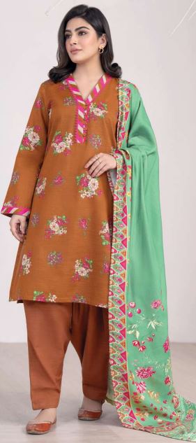 Printed Khaddar Suit 3pc