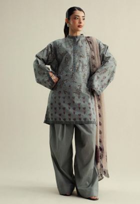 COCO ZS FABLE -05 B Digital Printed Slub Cotton Suit With Digital Printed   Chiffon Dupatta