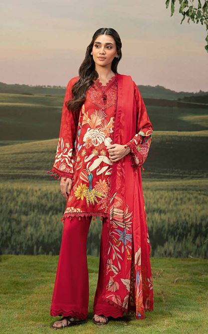 M BASICS MARIA B 05 B Embroidered Arabic Lawn Suit With Digital Printed Chiffon Dupatta