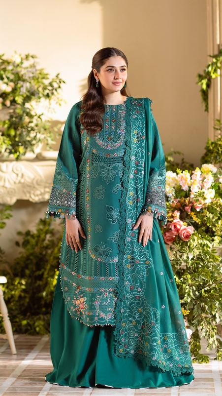 FREESIA BIN ILYAS 102 A Dyed Lawn Borer Embroidered Shirt With Dyed Embroidered Dupatta 3 PC