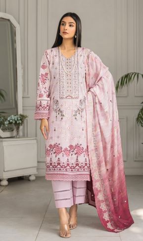 DIL E MOMIN ABISHA V/7 03 Lawn Embroidery suit with fancy embroidery Dupatta