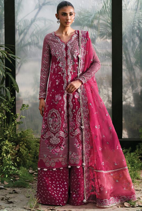 LA FUCHSIA AFROZEH ROWAN ALF-25-V1-03 EMBROIDERED ORGANZA SUIT WITH EMBROIDERED DUPATTA
