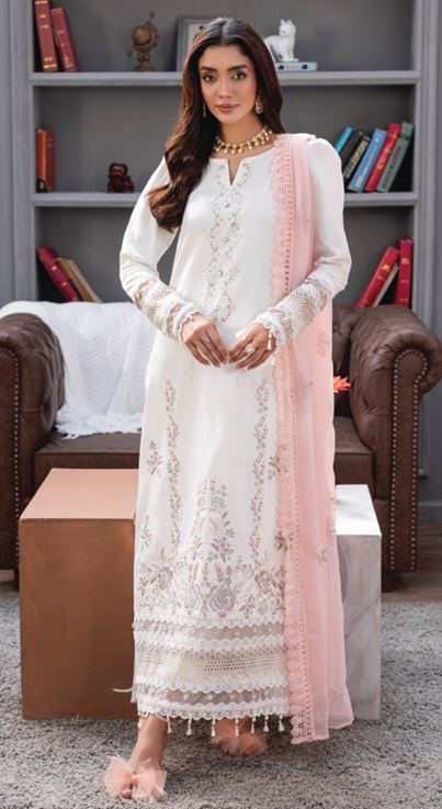 FAREEHA HUMDUM 003 Premium Embroidered  VISCOSE Collection with Heavy Embroidered Chiffon Contrast Duppata