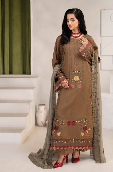 ELLENA HUMDUM 03 Premium Embroidered Viscose Collection with Heavy Embroidered Chiffon Dupatta.