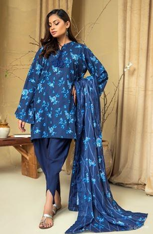 Digital Printed Embroidered Khadar Suit with Embroidered Shawl