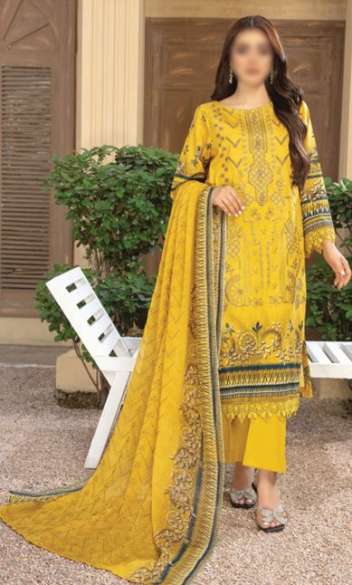 AKAASH FATIMAS V/1975 03 Lawn Embroidery Suit With Chiffon Dupatta