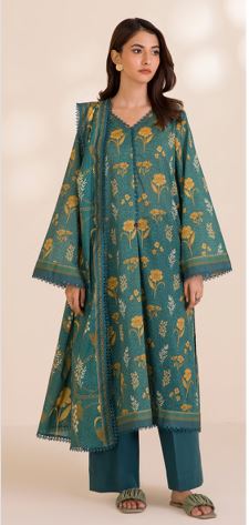 WUC25X30018 Digital Printed Cotton Suit With Digital Printed Cotton Dupatta  3pc