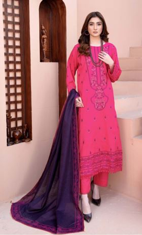 Lawn Embroidery suit with fancy Dupatta