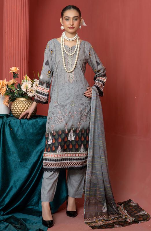 Lawn Embroidery suit with fancy Dupatta