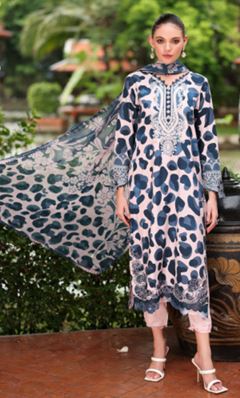 DAILY DELIGHTS NUREH DD-14Embroidered slub linen viscose collection with bamber chiffon dupatta