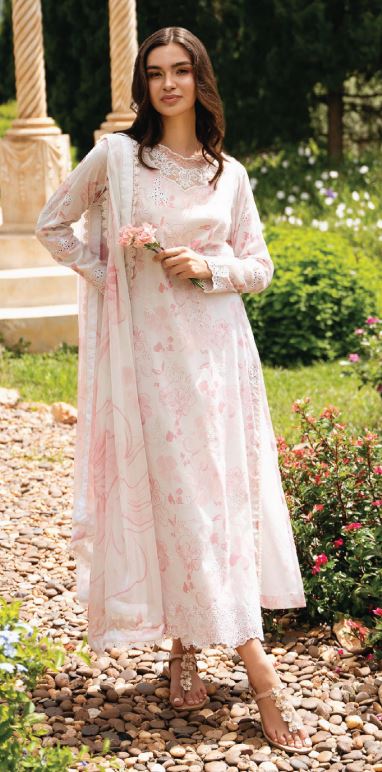 Luxury Print Lawn chiken kari suit with chiffon dupatta