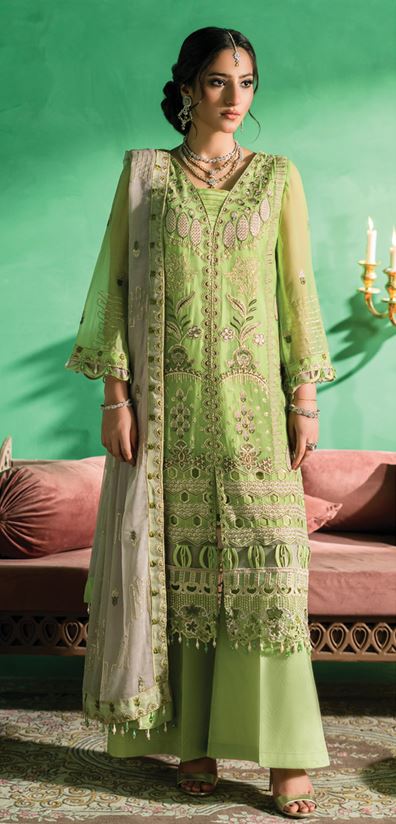 FARMAISH ZEBTAN V/08 FC-05 Embroidered weightless chiffon Suit With Embroidered weightless chiffon four side Border ready dupatta