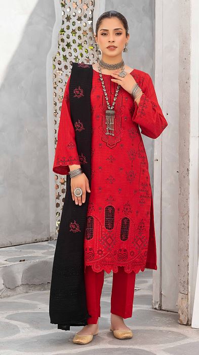 Pashmina Embroidery suit with contrast Pashmina Embroidery Shawl