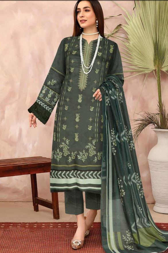 ALIF Viscose Embroidery Suit with Slub Dupatta