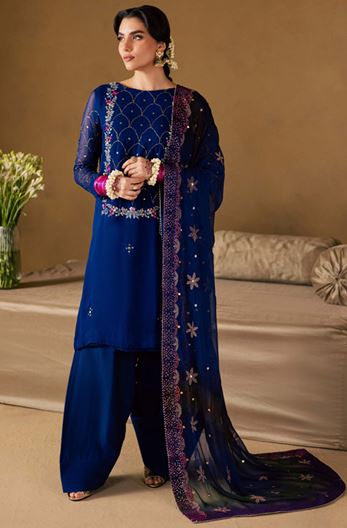 Mukeshkari NUREH MK-15  chiffon collection with embroidered mukesh chiffon dupatta (Inner included)