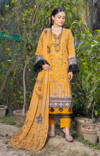 Lawn Embroidery suit with fancy Dupatta