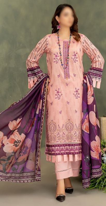 Dora Lawn embroidery suit with voil printed dupatta