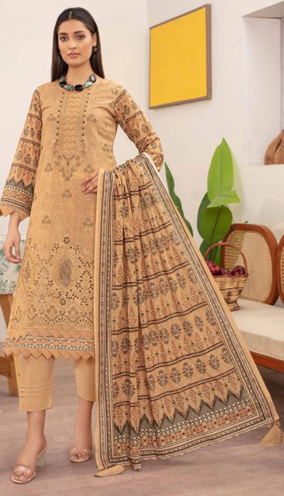 EMBELLISH AALAYA V/5 03 Lawn Aplic Work Embroidery Suit With Stripe Dupatta