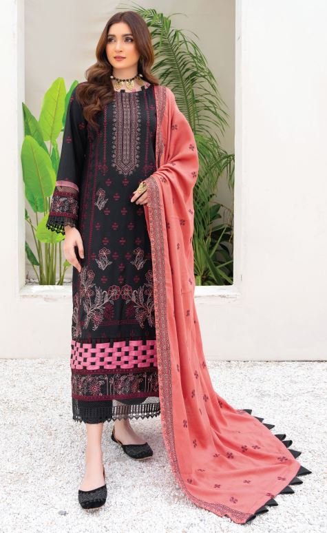 Pashmina Embroidery suit with contrast Pashmina Embroidery Shawl