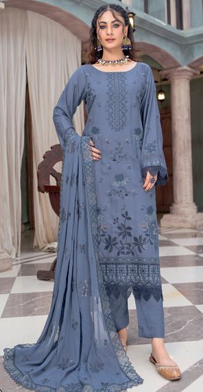 Mehak RA 03  premium viscose Embroidered shirt with embroidered stitch patch crinkle duppata