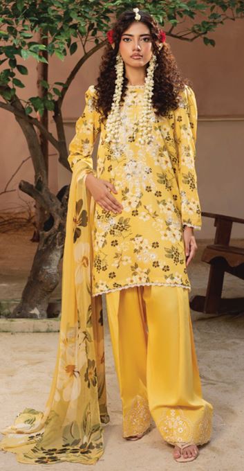 ZAIBA HUMDUM D-03 Print +Embroidered karandi shirt with Printed  Chiffon dupatta