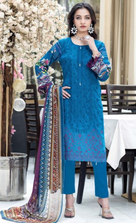 Lawn heavy sequence embroidery suit with supreme chiffon dupatta