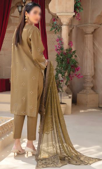 ANDLEEB FATIMAS V/1837 03 Supreme Slub Lawn Embroidery Suit With Fancy Chiffon Embroidery Dupatta